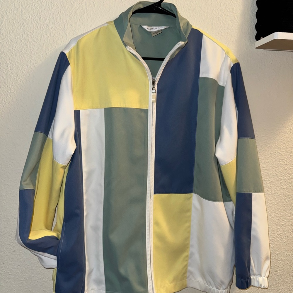 Vintage Colorblock Jacket with Yellow and Blue Accents